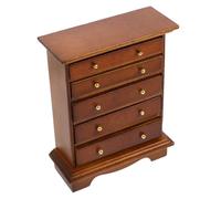BESPORTBLE Vintage Wooden Dollhouse Bedside Table with Removable Drawer Miniature Bedroom Cabinet for Dollhouse Scenes and Fairy Garden Decor Compact Walnut Finish Side Cabinet for