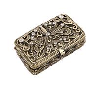BESPORTBLE Vintage Zinc Alloy Jewelry Box with Rhinestone Butterfly Pattern - Small Hinged Trinket Organizer for Earrings, Rings, and Necklaces - Handmade Enamel Keepsake for Women’S Home