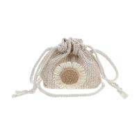 BESPORTBLE Weaving Bucket Shoulder Bag Straw Crossbody Bag Portable White Cute Girls Summer Beach Handbag