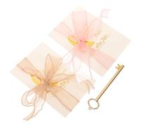 BESPORTBLE Wedding Vow Book Set 2Pcs with Ribbon Premium Marriage Vow Cards in Emperor Gold Sea Anemone Pink for Wedding Ceremony and Engagement