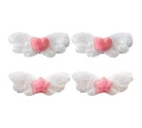 BESPORTBLE White Angel Wing Hair Clips Multiple Uses Decorations 4pcs for Women and Teens that Won't Damage Cute Wing Hair Accessories Made of Cloth and Metal