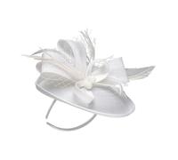 BESPORTBLE White Plume Flower Headband for Women Veil, Decorative Imitated Linen Hair Accessory for Weddings and Parties, Memorable Party Headwear for Female Friends