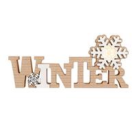 BESPORTBLE Winter Decor Decorations Home Wooden Tabletop Snowflake Sign Stand Set Desk Acrylic Table Christmas Decoration Words LED Centerpiece Plaque Free Standing Xmas Party 11x4.9in