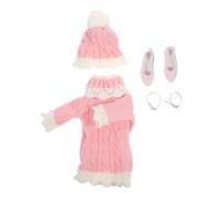 BESPORTBLE Winter Doll Clothes Set for Sweater Dress with Hat and Pink Shoes Decorative Knitted Outfit and Imaginative Play