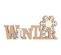 BESPORTBLE Winter Words Snowflake Sign: Wooden Christmas LED Winter Sign Tabletop Decor Christmas Plaque Freestanding Wood for Xmas Table Home Party