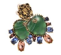 BESPORTBLE Women Vintage Heart Drop Earrings Green Rhinestone Teardrop Jewelry for Bridal and Special Occasions Unique Elegant Design Luxurious Craftsmanship for Any Event