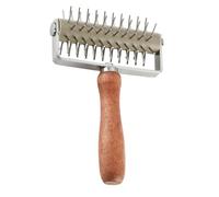 BESPORTBLE Wood Handle Stainless Steel Pizza Dough Roller with Needle Wheel Pizza Dough Docker and Pastry Hole Puncher for Baking