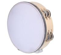BESPORTBLE Wood Tambourine Double Row Jingles Handheld Percussion Instrument Educational Rhythm Drum for Preschool Music Class and Dance Party Use