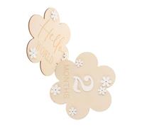 BESPORTBLE Wooden Baby Milestone Flower Set for Newborn Photos 2pcs Baby Announcement Signs Nursery Decor for Showers Monthly Milestones and Photography