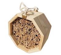 BESPORTBLE Wooden Bee House Hanging Habitat for Mason and Orchard Bees Natural Pollinator Shelter with Ventilation and Light Wooden Hotel for Beekeepers and Gardeners