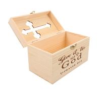 BESPORTBLE Wooden Bible Scripture Box for Prayer Small Wooden Cross Design for Catholic First Communion Keepsake
