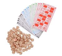BESPORTBLE Wooden Bingo Chess Game Set with Multi-player Function and Paper Bingo Cards, Traditional Red Party Board Game for Family and Friends Entertainment