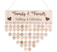 BESPORTBLE Wooden Birthday Calendar Wall Hanging, Family Reminder Plaque for Anniversaries & Important Dates, DIY Personalised Perpetual Tracker Board for Home Decor