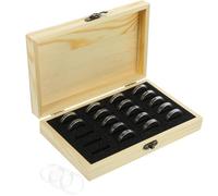 BESPORTBLE Wooden Coin Box for 20 Coins Collector Case Multi-functional Suitable for Collecting Display