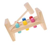 BESPORTBLE Wooden Colorful Knock Plaything for Cognitive Percussion Table with Six-column Clock Design Montessori Educational Hammering for Fine Motor Skill Development and Color Recognition