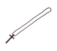BESPORTBLE Wooden Cross Pendant Necklace with Beads Lightweight Religious Christian Jewelry for Men Women Prayer Meditation Hip-hop Style Baptism Accessory
