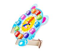 BESPORTBLE Wooden Educational Clock for Early Number Learning Rotating Hands with Shaped Number Cognitive Montessori Plaything for Develop and Shape Recognition Skills