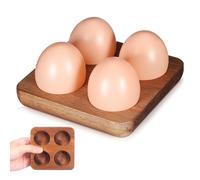BESPORTBLE Wooden Egg Tray Square Holder Break-resistant Shatterproof Acacia Egg Rack for Refrigerator Kitchen Countertop Organizer
