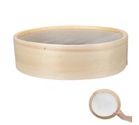 BESPORTBLE Wooden Flour Sifter Sieve Multi-Functional Kitchen Tool for Sifting Flour and Powdered Sugar for Baking and Home Use with Fine Mesh Beige Design
