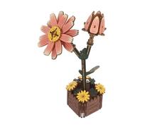 BESPORTBLE Wooden Flower Puzzle DIY Kit with Vase Lifelike Daisy Bouquet Craft for Home Office Decoration Mindful Relaxation Activity Family-friendly Interactive Jigsaw