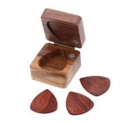 BESPORTBLE Wooden Guitar Pick Storage Box for Acoustic Guitar Practice and Playing Includes Three Plectrums