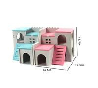 BESPORTBLE Wooden Hamster House Double Layer Cottage and Sleep Hideout for Hamsters Blue Color for Pet Comfort and Entertainment