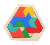 BESPORTBLE Wooden Hexagon Tangram Puzzle Educational Sensory for Promotes Creativity Logic and Hand Eye Coordination for Family Activities and Early Learning