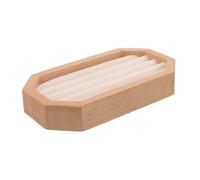 BESPORTBLE Wooden Jewelry Organizer Tray with Protective Velvet Lining Octagonal Ring and Earring Display Stand for Bedroom Vanity Storage Rustic Natural Wood Jewelry Display Case