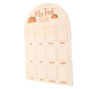 BESPORTBLE Wooden Milestone Frame for Newborns Monthly Photo Display Board with Natural Wood Finish Easy Photo Swapping Keepsake for Boy Growth Parent First Year Memories