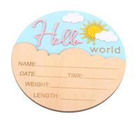 BESPORTBLE Wooden Newborn Announcement Sign Round Birth Name Plaque for Shower and Nursery Decor Smooth Polished Surface with Rounded Edges Gender Neutral Photo Prop Keepsake for Boys