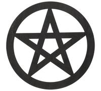 BESPORTBLE Wooden Pentacle Wall Sculpture in Retro Style Black Wood Material, for Practicing Yoga and Family Sacrifices, Wiccan Altar Decor and Purifying Mind Ritual Ornament