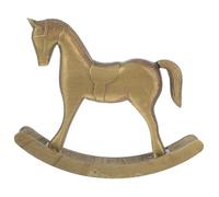 BESPORTBLE Wooden Rocking Horse Statue Rustic Table Ornament Vintage Bronze Figurine Home and Office Desk Decoration Living Room Shelf Decor