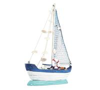 BESPORTBLE Wooden Sailboat Model Mediterranean Style Shell Sailing Ship Ornament for Home Office Desktop Decoration Nautical Boat Figurine for Living and Party Display