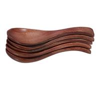 BESPORTBLE Wooden Soup Spoons 5Pcs Japanese Design Rice Paddle for Ramen and Kitchen Utensils