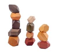 BESPORTBLE Wooden Stone Bricks Colorful Beech Wood Educational Stacking Blocks for Smooth Safe Material for Mental Concentration and Creative Play