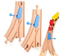 BESPORTBLE Wooden Train Track Switch Curved Rails Set for Toddler Train Set Compatible with Major Brands Educational Track Scene Layout Toy
