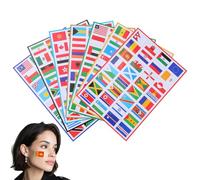 BESPORTBLE World Flag Stickers - 7 Sheets Waterproof Country Decals for Football Matches & School Events - Self-Adhesive National Emblems for Face Arm Gear