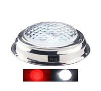 Besramtic Marine Boat Dome Light LED with Switch Stainless Steel Surface Mount 12 Volts 6.7 Inches (Red and White)