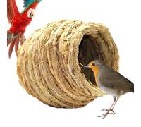 Besreey 2Packs Straw Bird Nest, 12x13cm Birds Nesting House, Handwoven Straw Bird Nest, Hatching Breeding Cave House For Myna Thrush Birds Peony Parrot Finch