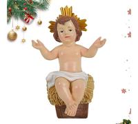Besreey Baby Jesus Figure Mini - Resin Baby Jesus Manger Sculpture,Nativity Catholic Christian Holiday Figurines Statue Miniatures Ornament Decor for Table Church Home Office Christmas