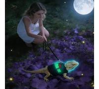 Besreey Bearded Dragon Harness,Canvas Breathable Luminous Small Pets Supplies - Bearded Dragon Outfits | for Walking Camping Outdoor Night Travel Daily Car Airplane Outing Shopping Taxi Public