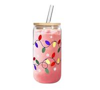 Besreey Color Changing Cup | Color Changing Christmas Cup,Cute Glass Bottle, with Lid Straw for Hot Chocolate Iced Coffee Milk Beer Cocktails Cold Water Drinking