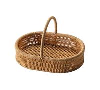 Besreey Fruit Basket - Woven Pantry Organizer with Handles - Imitation Rattan Decorative Bread Vegetable Basket for Kitchen Table Pantry Picnic Fruit Snack Serving Home Counter