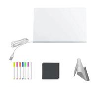 Besreey LED Noteboard, with 7-Colour Pen, Adjustable Stand, Dry Wipe and USB Writing Accessories, LED Illuminated Drawing Board, for Home, Office, School, Art, Painting