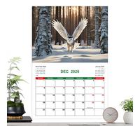 Besreey Owl Calendar 2026, Wall Calendar with 12 Months - Equipped with Owl Motifs, Office Supplies and Planning Accessories for Home, Studio, School, Classroom, Student Dorm and Apartment