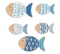 Besreey Wooden Fish Wall Decoration Adhesive Wooden Fish Decoration Maritime Wall Object in the Shape of a Fish Shoal Vintage Coastal Decoration for Pool Area Lake House Bedroom