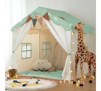besrey 2-in-1 Kids Play House Tent for Girls & Boys - Indoor Toddler Tent with Lights & Pad, Children Tents for Kids & Toddlers, Large Bed Tents, Princess Playhouse with 2 Doors green