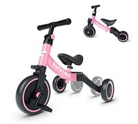 besrey 5 in 1 Toddler Bike for 10 Month to 4 Years Old Kids, Toddler Tricycle Kids Trikes Tricycle, Gift & Toys for Boy & Girl, Balance Training, Removable Pedals - Pink