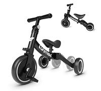 besrey 5 in 1 Toddler Bike for 10 Month to 4 Years Old Kids, Toddler Tricycle Kids Trikes Tricycle, Gift & Toys for Boy & Girl, Balance Training, Removable Pedals - Black