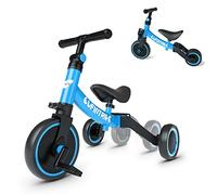 besrey 5 in 1 Toddler Bike for 10 Month to 4 Years Old Kids, Toddler Tricycle Kids Trikes Tricycle, Gift & Toys for Boy & Girl, Balance Training, Removable Pedals - Blue